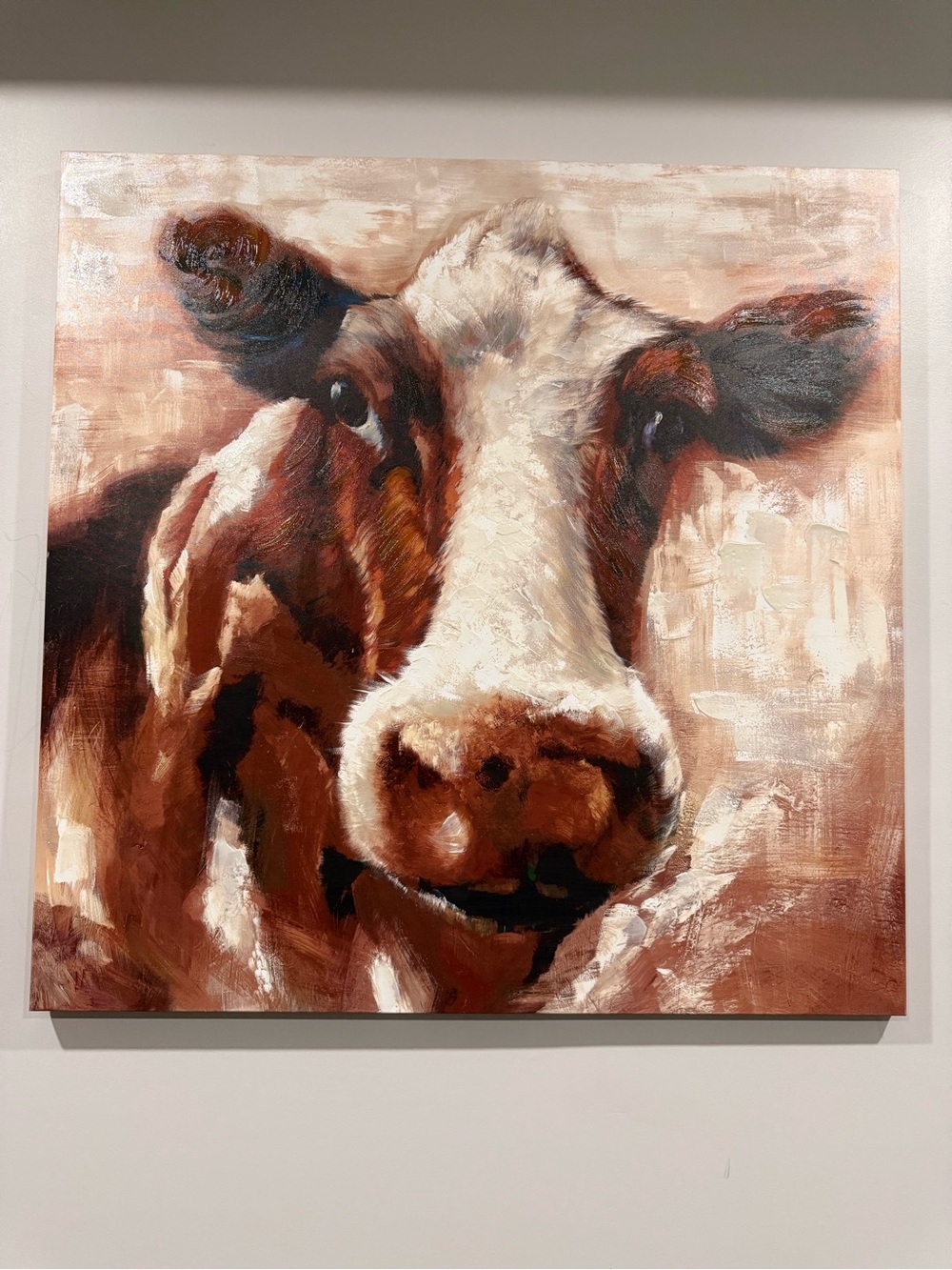 Rust Brown and Cream Cow Canvas Wall Art